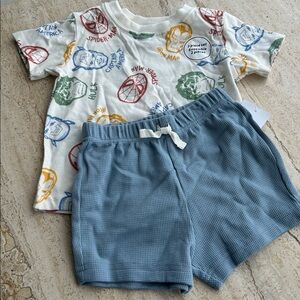 NEW 🆕 Marvel Superhero Print T-Shirt and Blue Shorts Set
